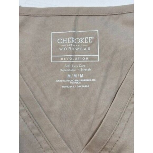 Cherokee Revolution Modern Classic Scrub Top Women Small Khaki Medical NEW‎ - Picture 3 of 11